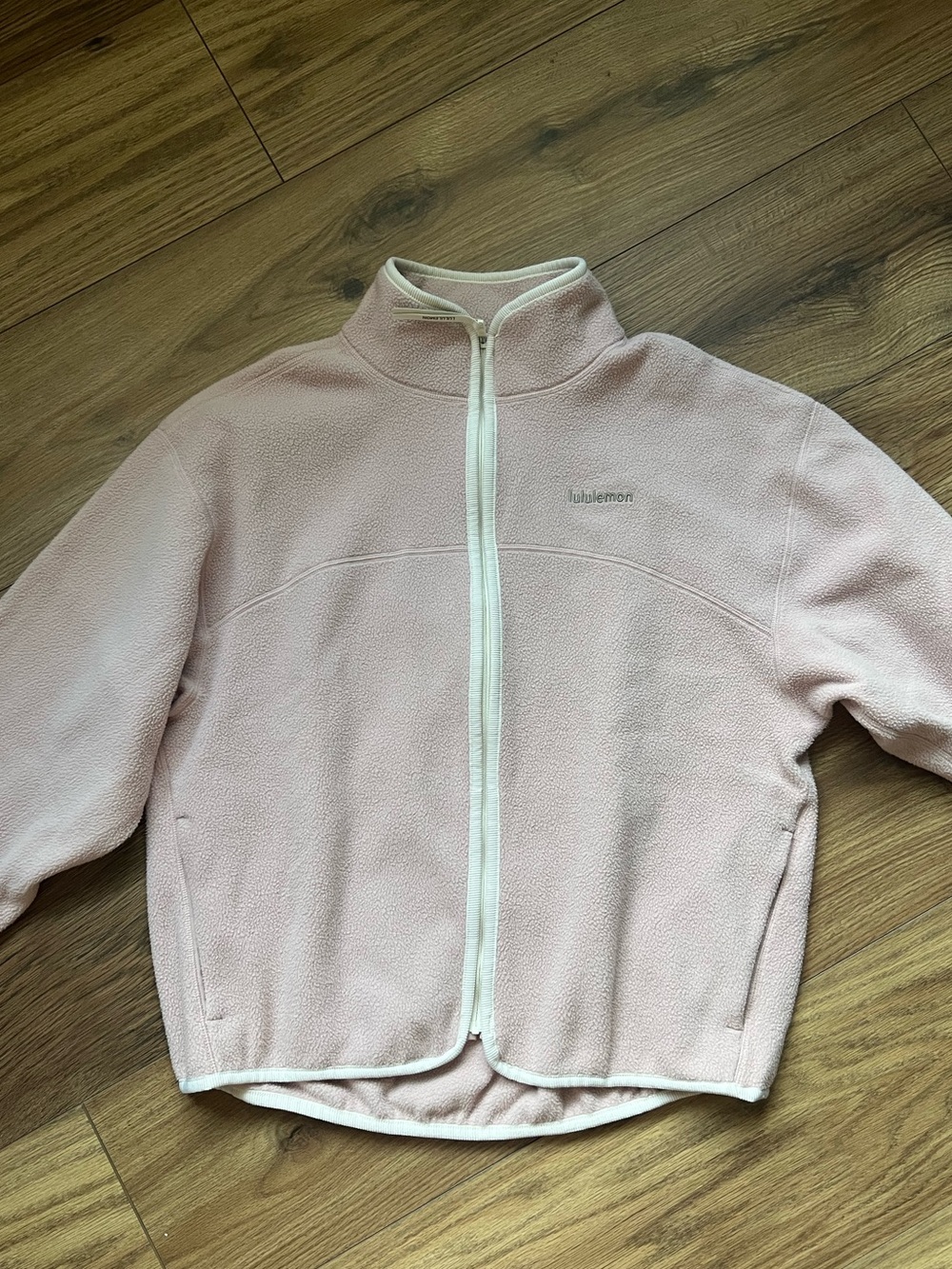 RARE Lululemon Tumbled Fleece Full-Zip Jacket Pink White Trim Women's XS